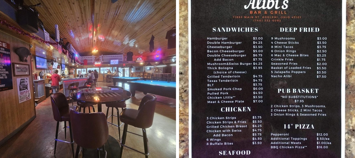 Adelphi Pub Menu